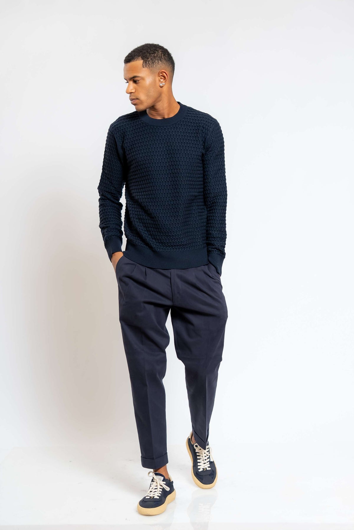 Maglia in Lana Lavorata Blu