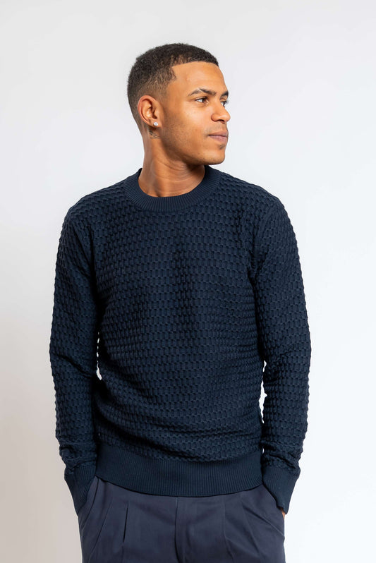 Maglia in Lana Lavorata Blu