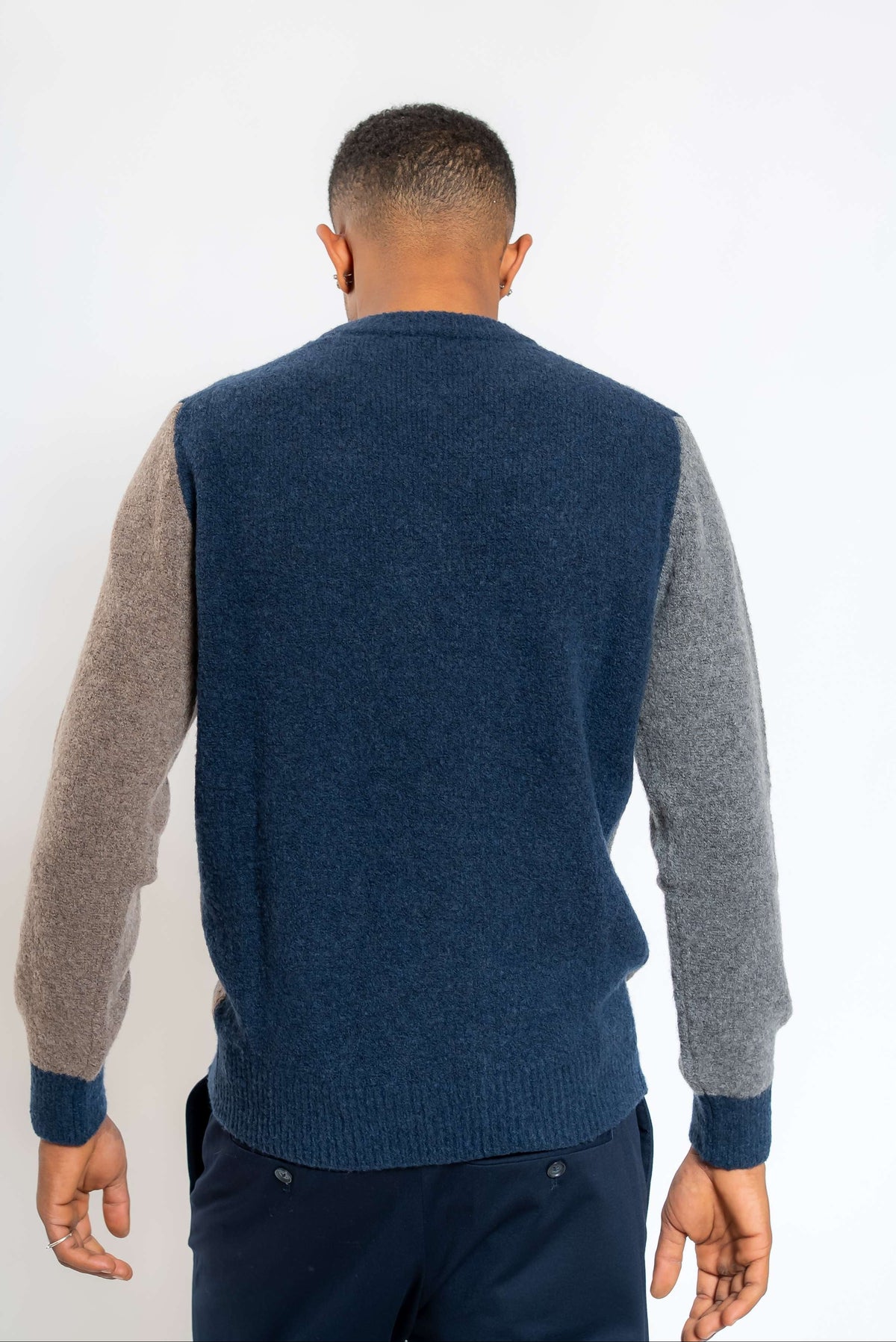 Maglione Blu con Intarsio Rombi