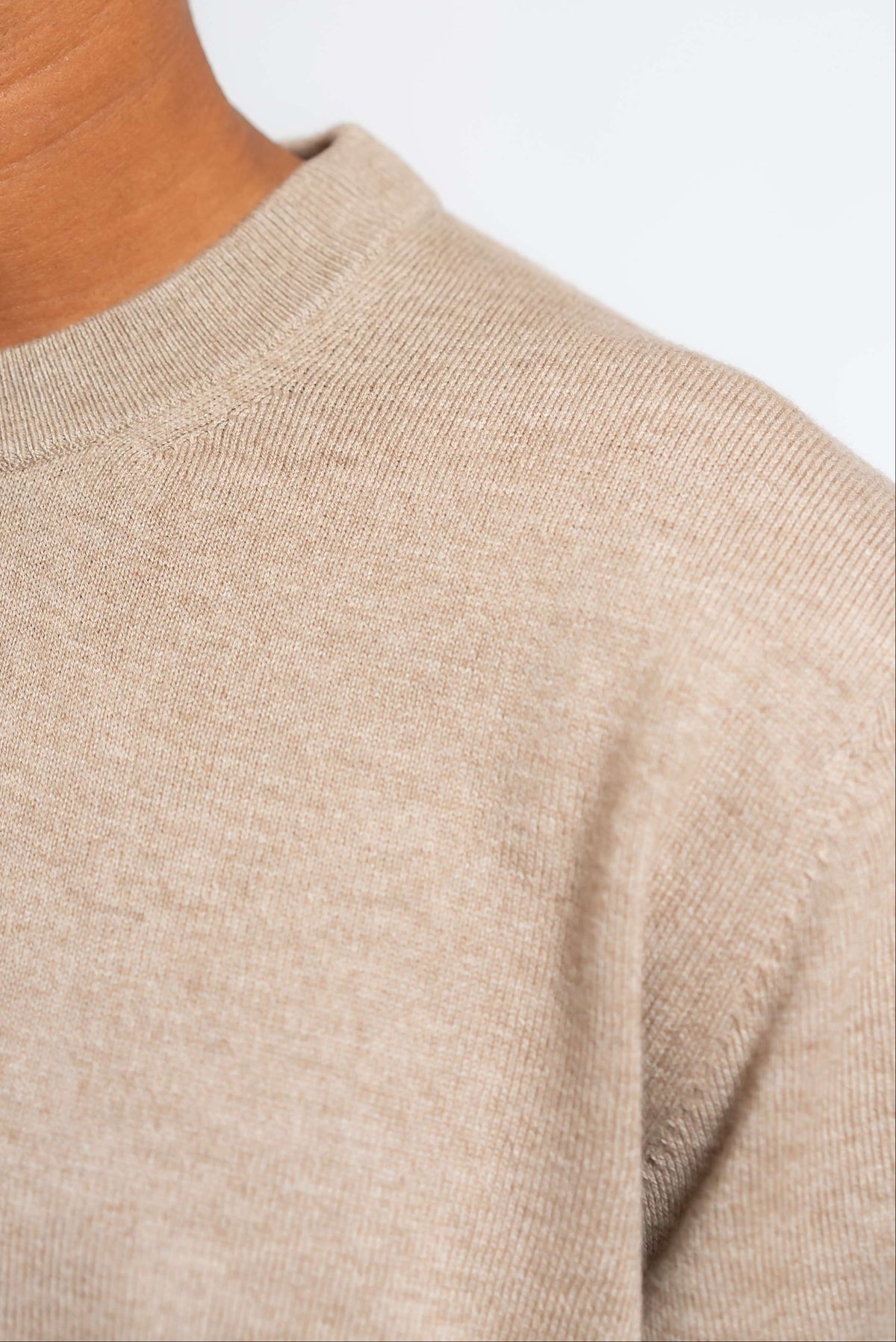Maglia a Girocollo in Lana e Cotone Beige