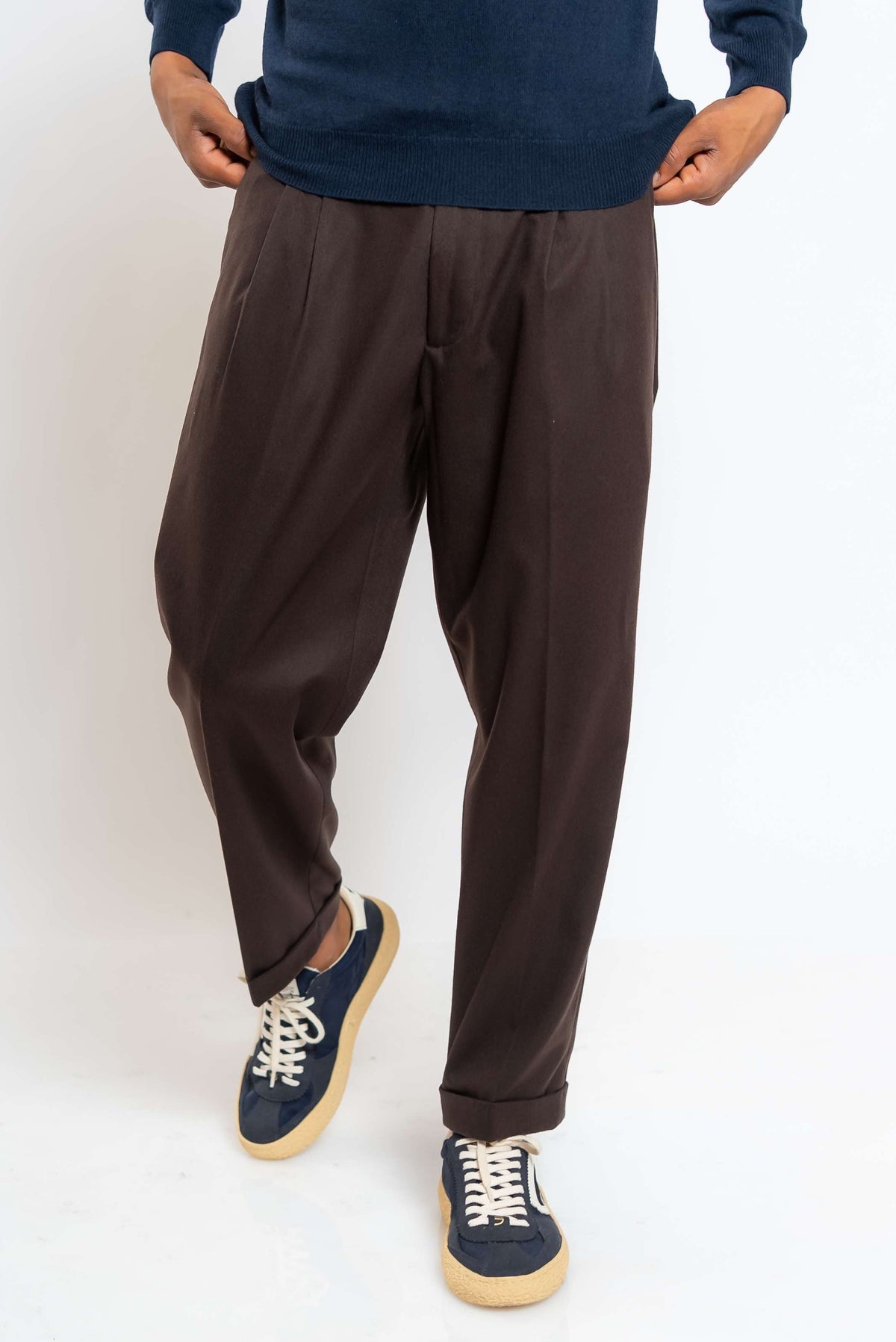 Pantalone Sartoriale Effetto Lana Marrone
