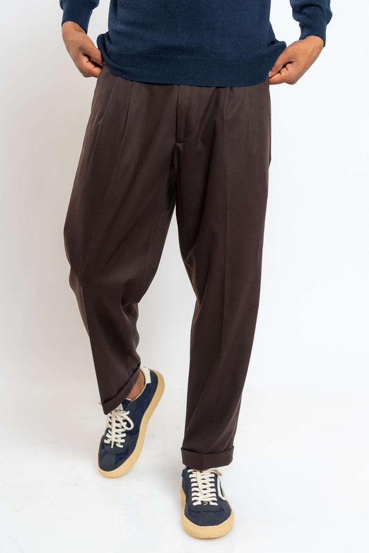Pantalone Sartoriale Effetto Lana Marrone