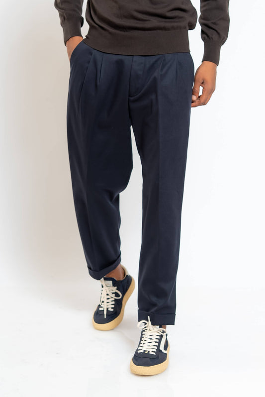 Pantalone Sartoriale Effetto Lana Blu