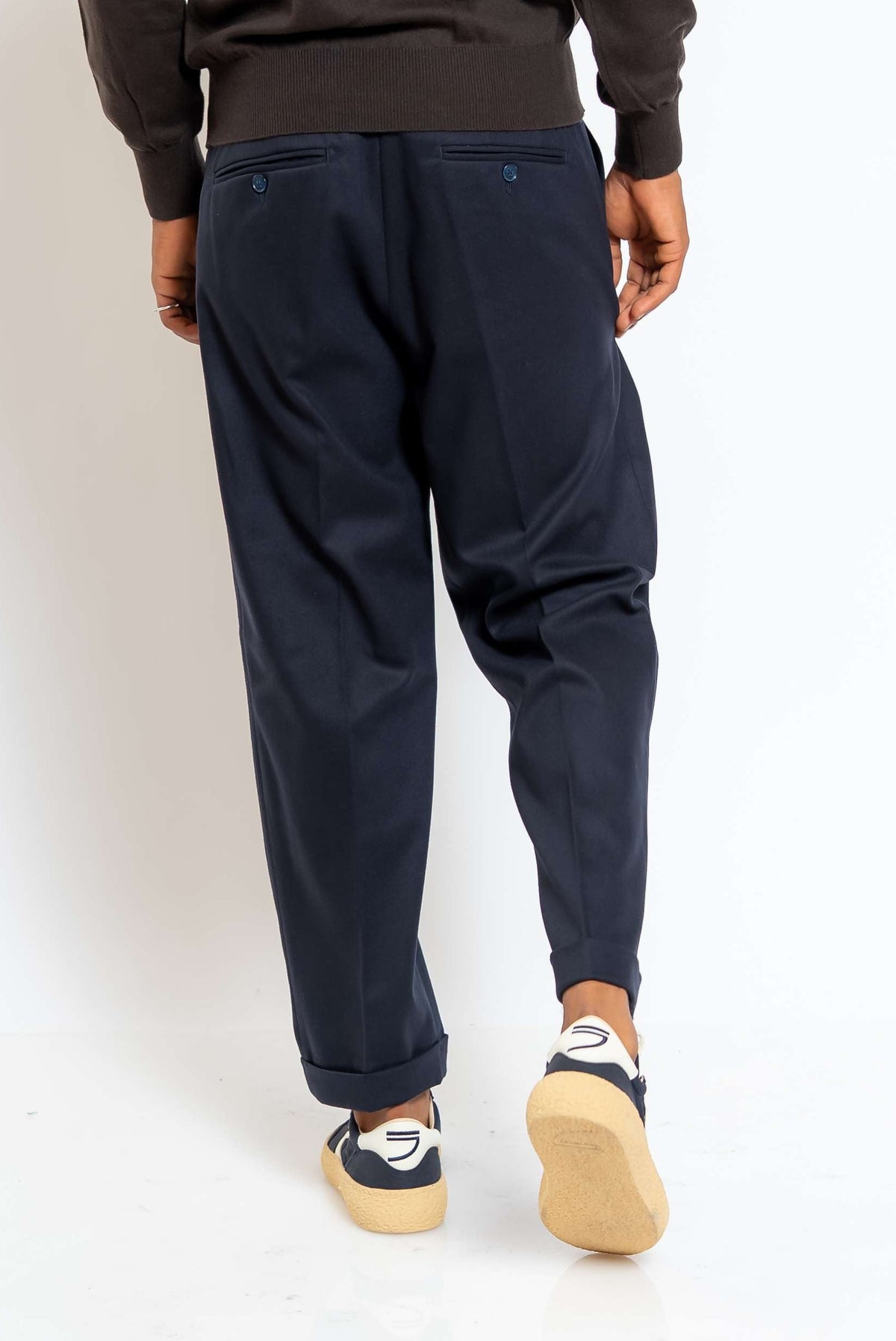Pantalone Sartoriale Effetto Lana Blu