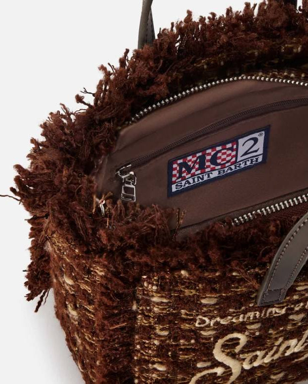 Borsa Vanity Mini Tweed Marrone