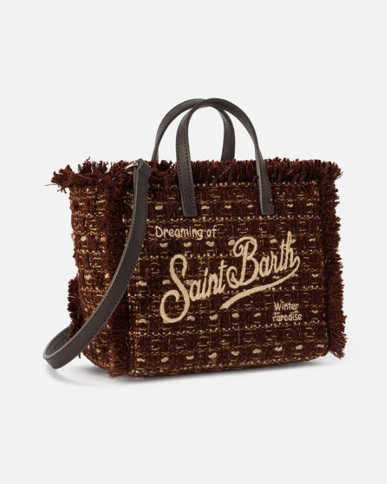 Borsa Vanity Mini Tweed Marrone