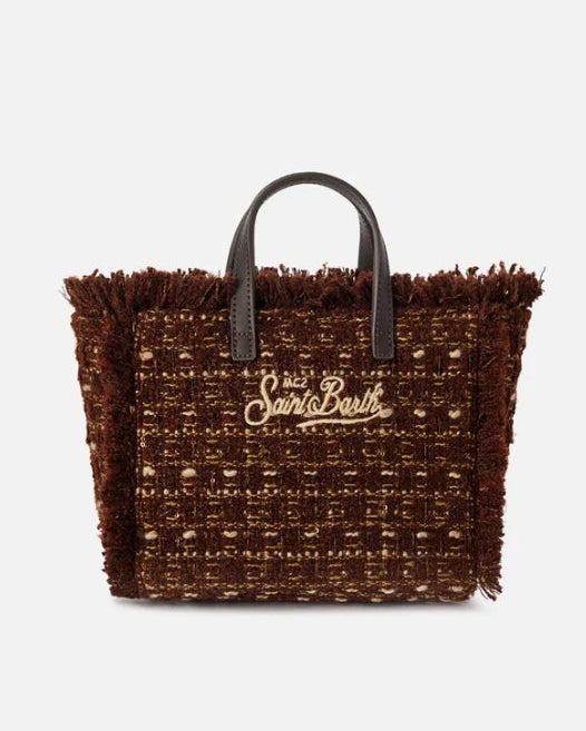 Borsa Vanity Mini Tweed Marrone