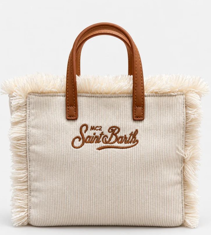 Borsa Vanity Mini Corduroy Panna