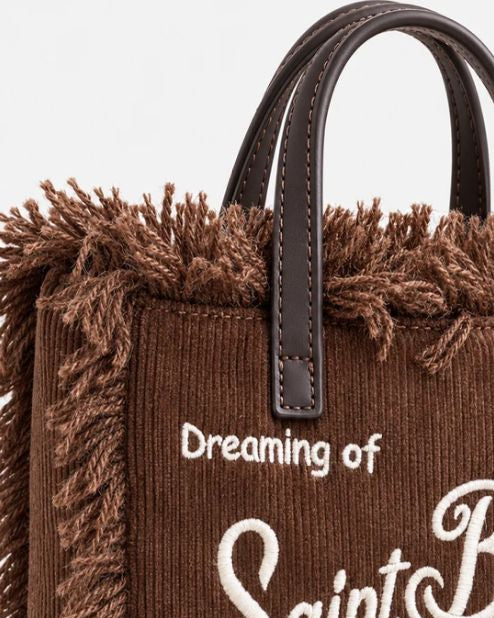 Borsa Vanity Mini Corduroy Marrone