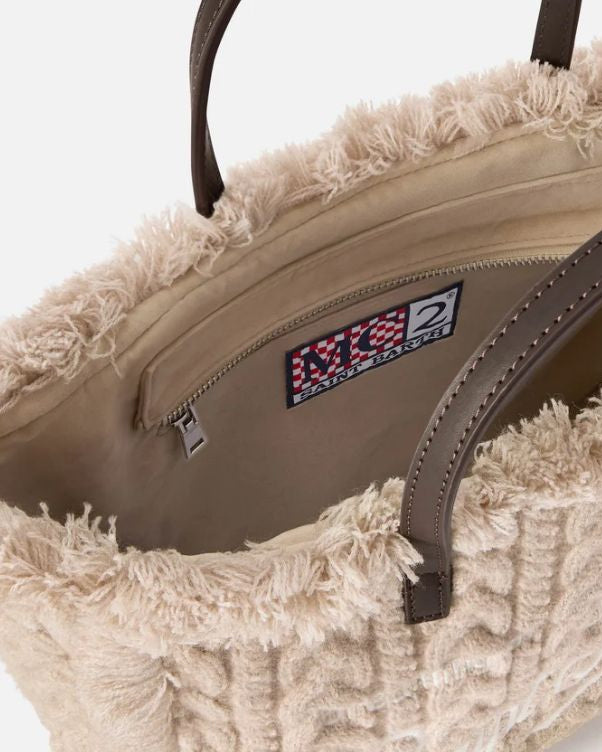 Borsa Colette con Lavorazione a Trecce Beige