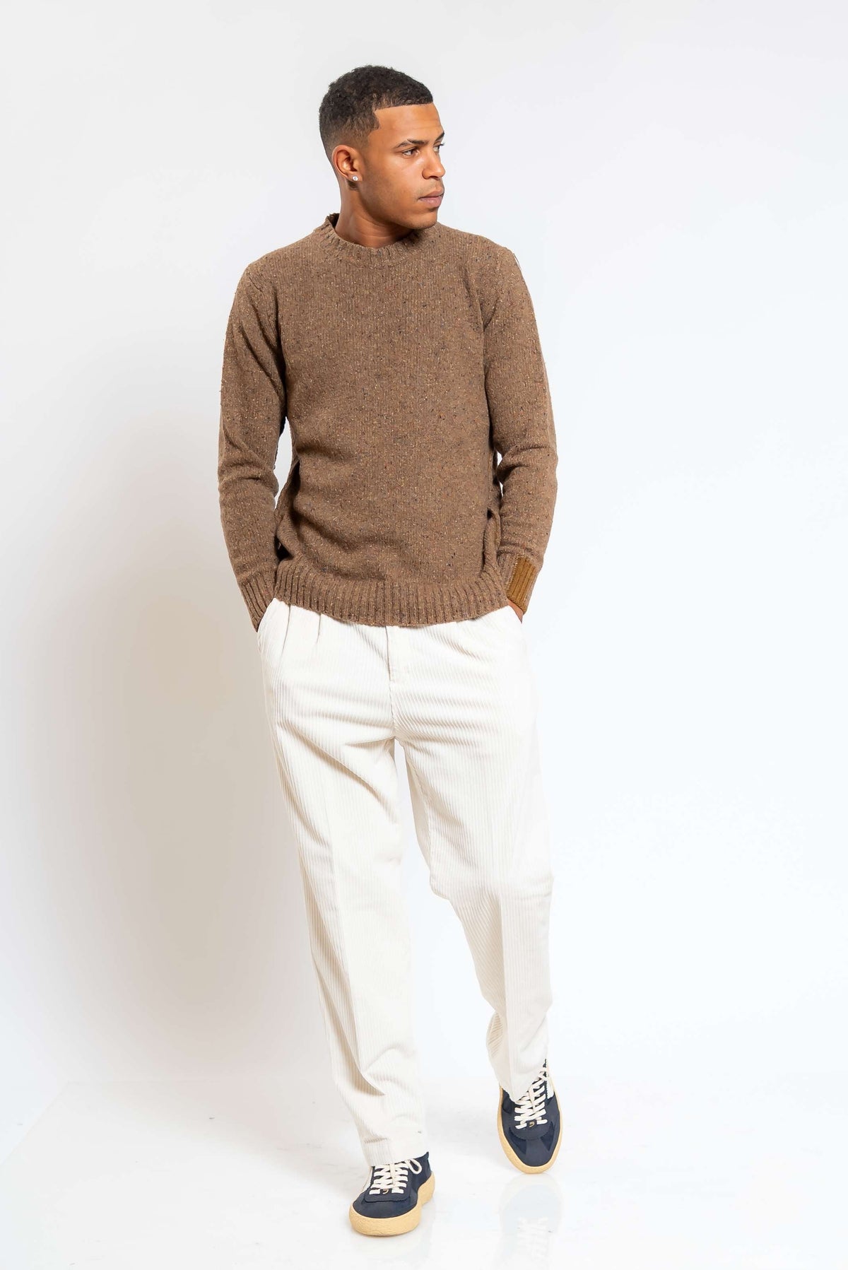 Maglia Mix in Misto Lana Beige Scuro