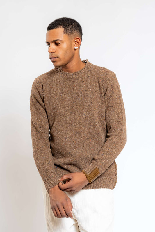 Maglia Mix in Misto Lana Beige Scuro