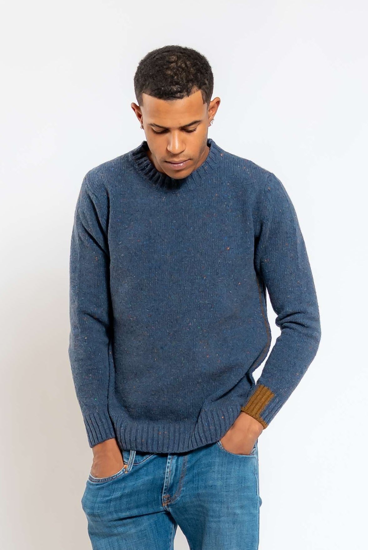 Maglione Mix in Misto Lana Blu