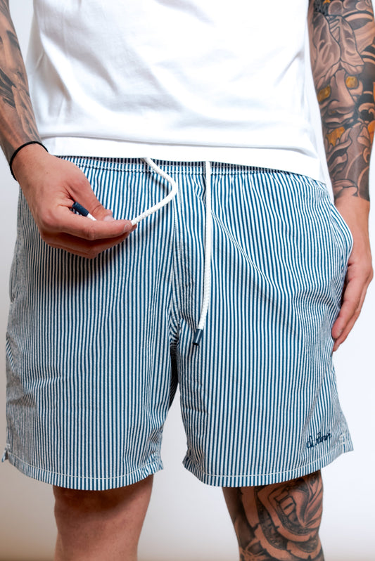 Costume da Uomo Seersucker a Righe Blu e Bianche