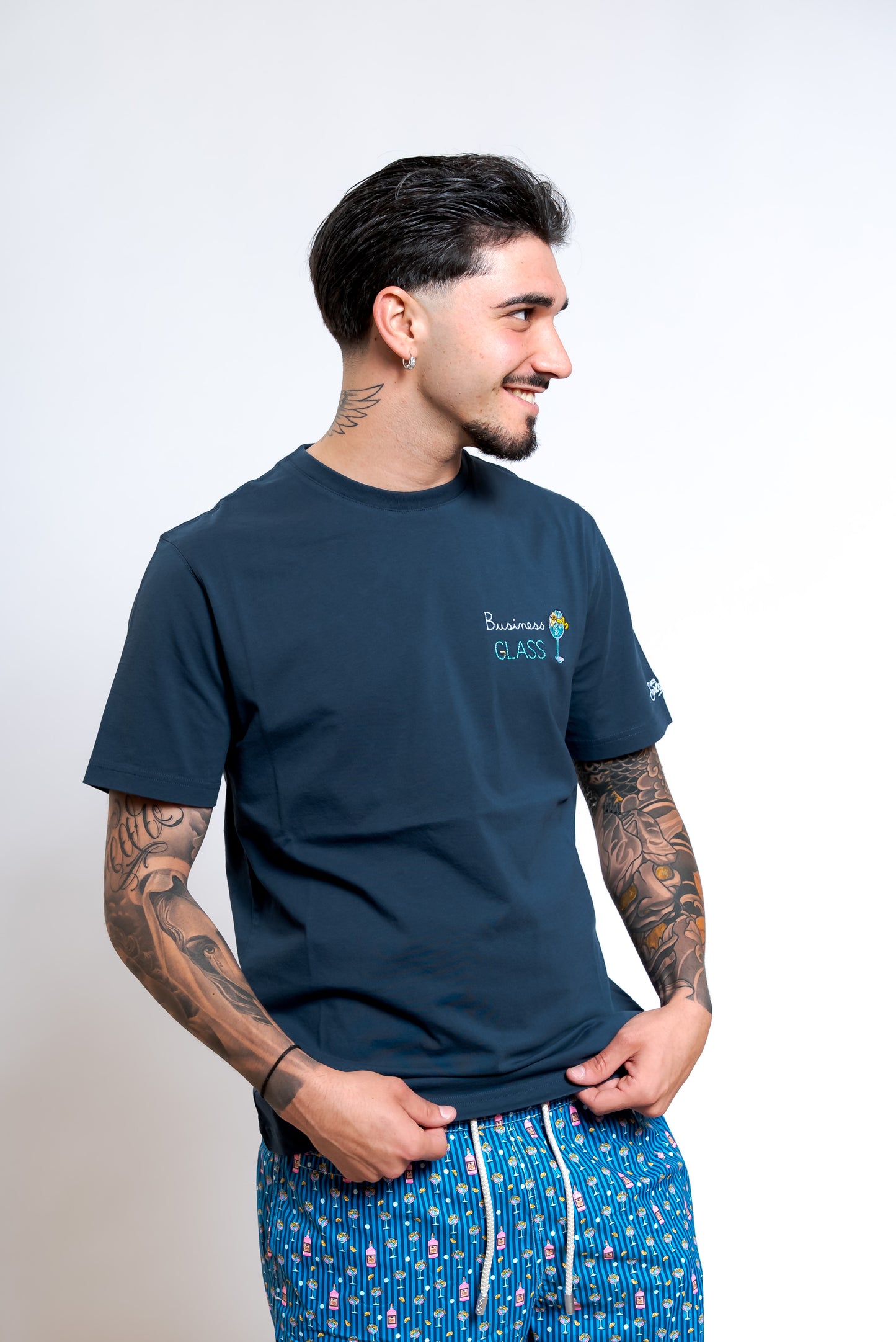 T-shirt Business Glass in Cotone Blu