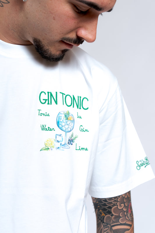 T-shirt Bianca Gin Glass in Cotone