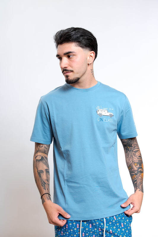 T-shirt Need Gin Class Azzurra