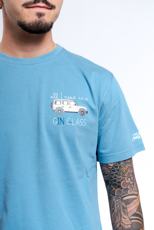 T-shirt Need Gin Class Azzurra