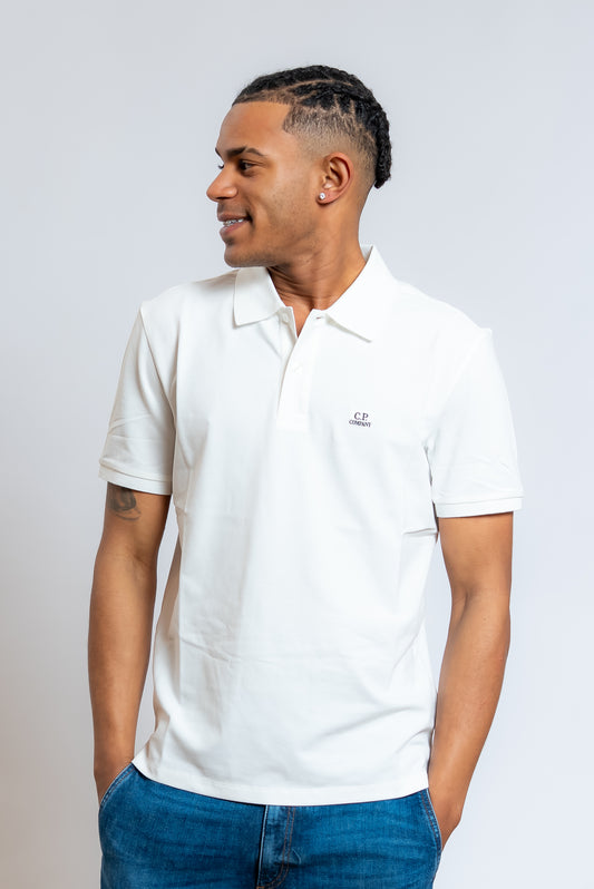 Polo Bianca in Stretch Piquet con Logo