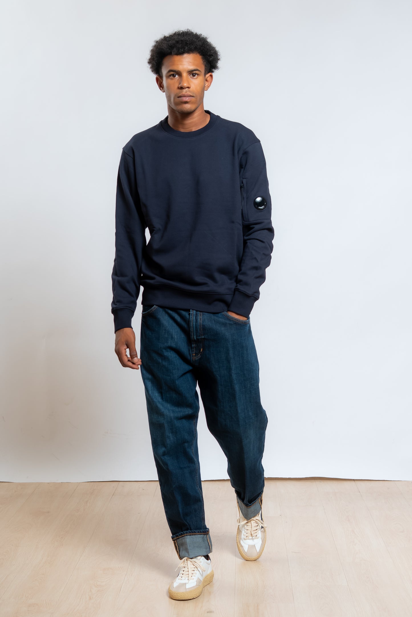 Felpa Diagonal Raised Fleece in Cotone Blu