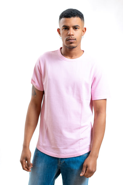 sun68 t-shirt rosa in piquet con logo ricamato, fronte