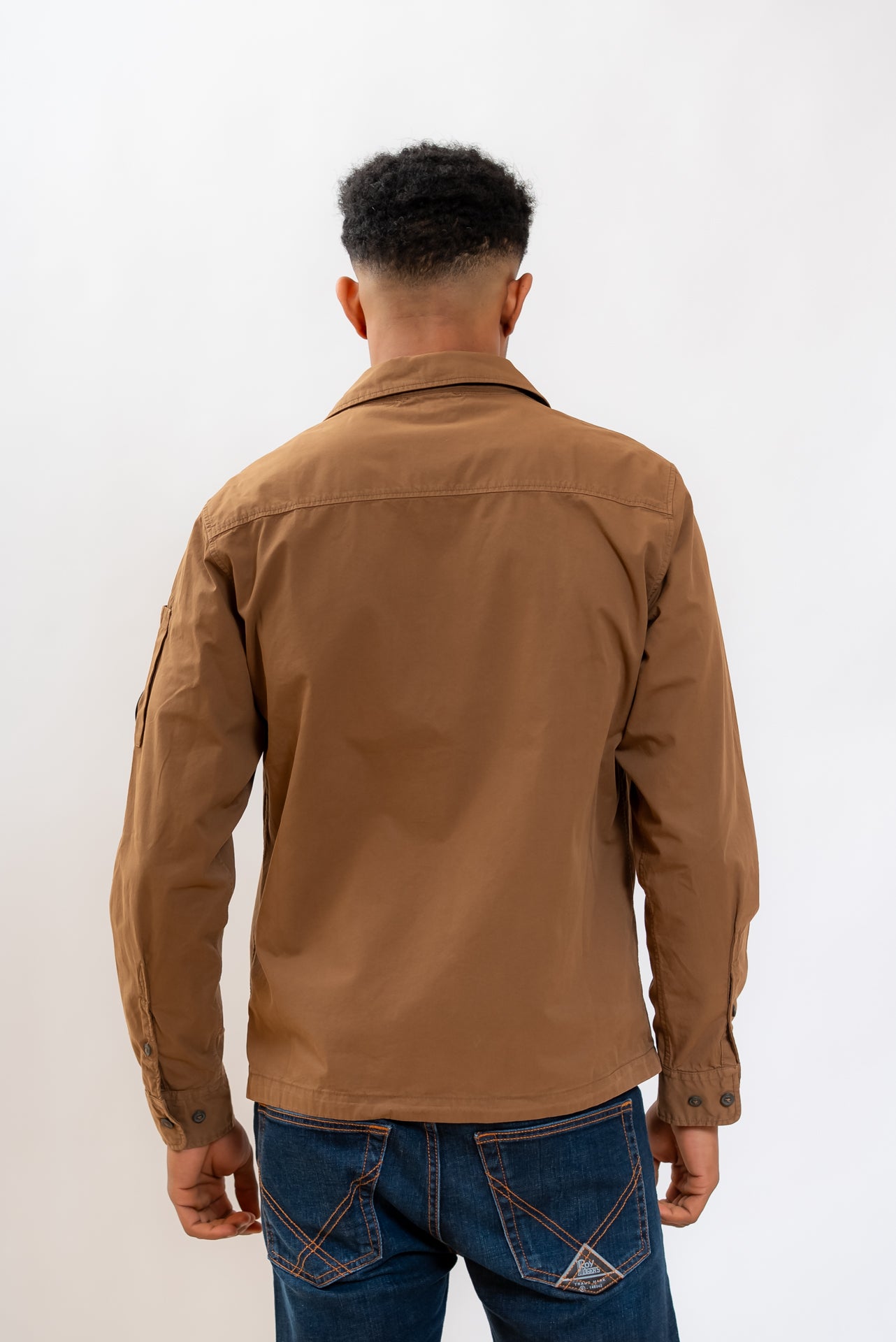 Camicia Overshirt Marrone con Zip in Cotone