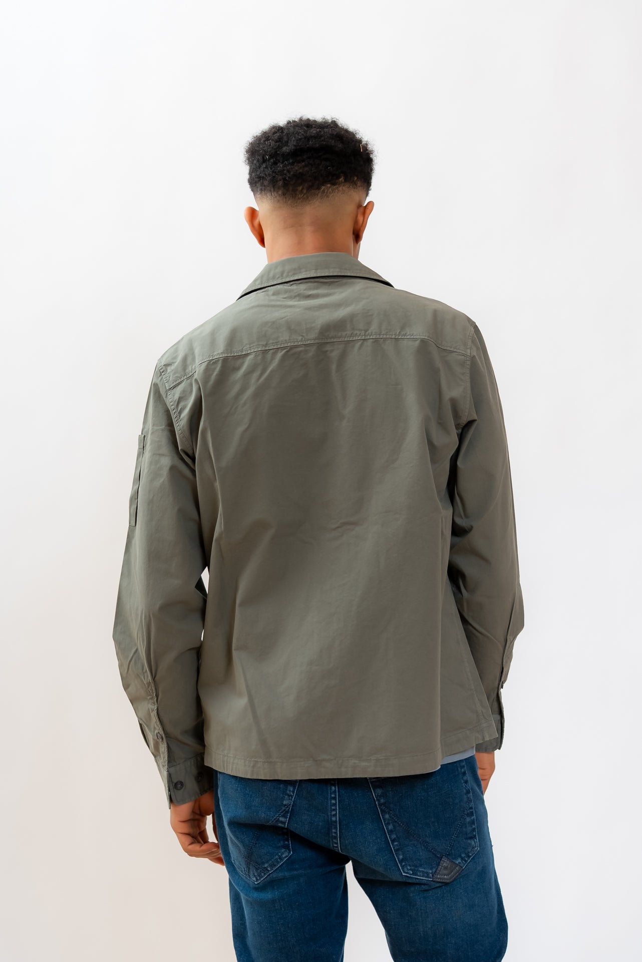 Camicia Overshirt Verde con Zip in Cotone