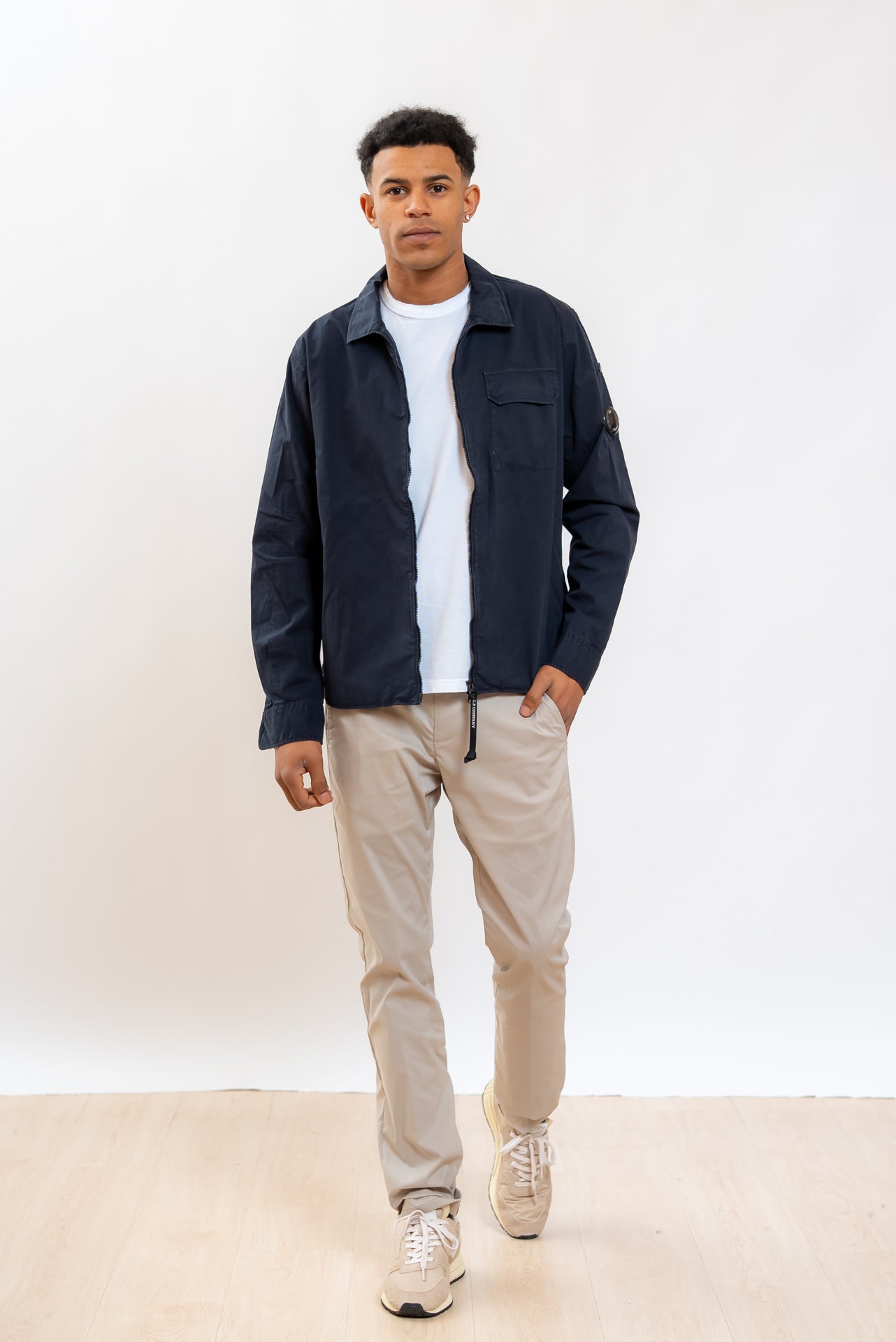 Camicia Overshirt Blu con Zip in Cotone