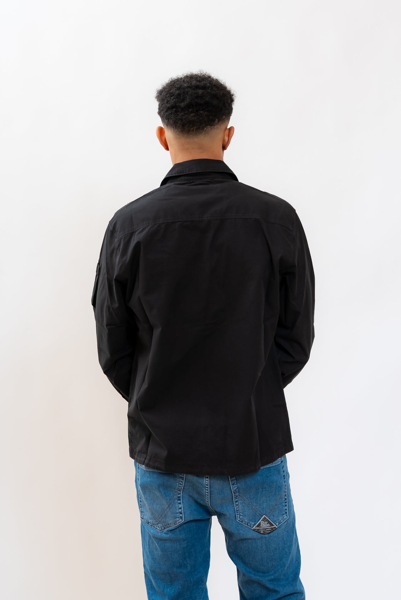 Camicia Overshirt Nera con Zip in Cotone