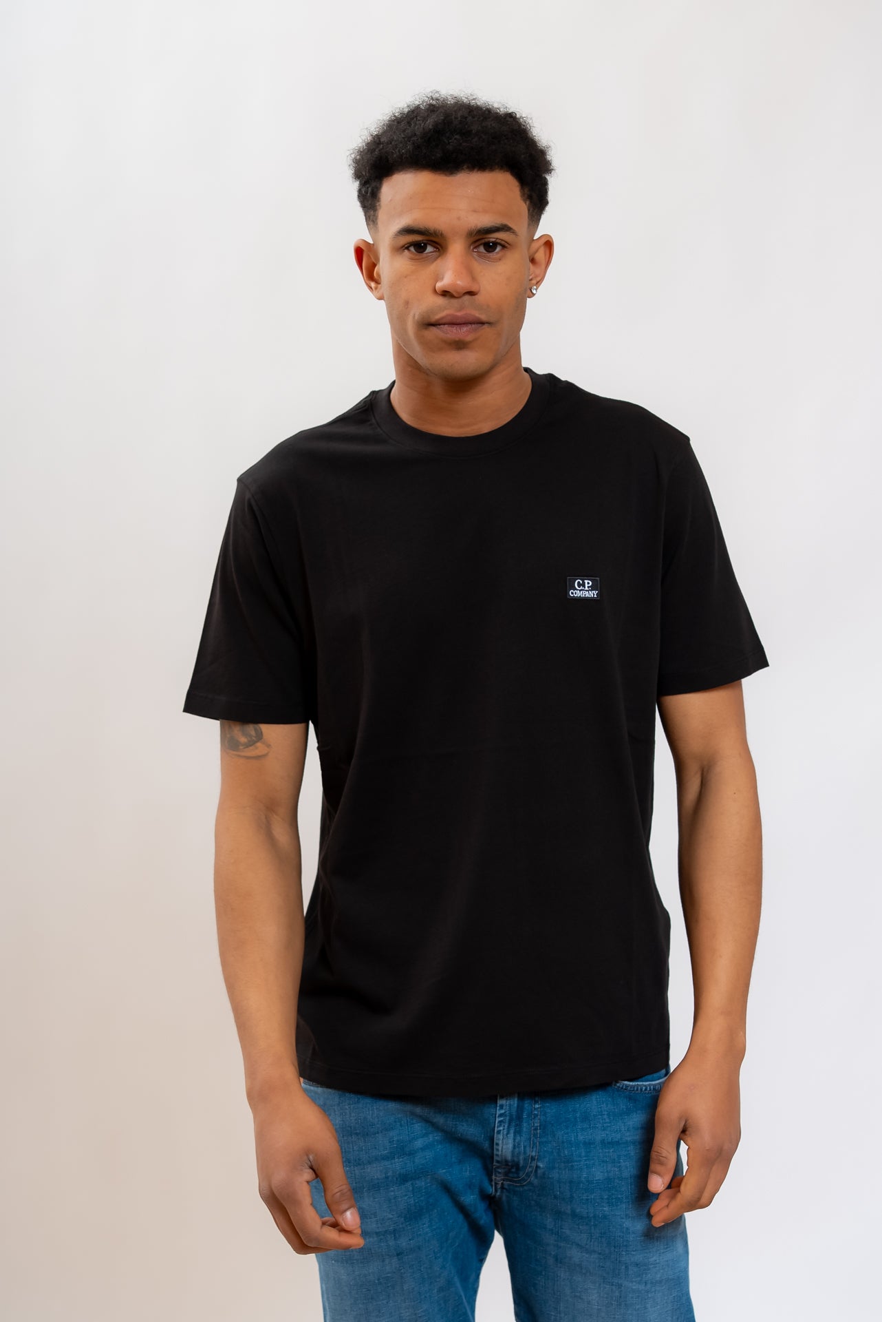 T-shirt in Jersey di Cotone Nero