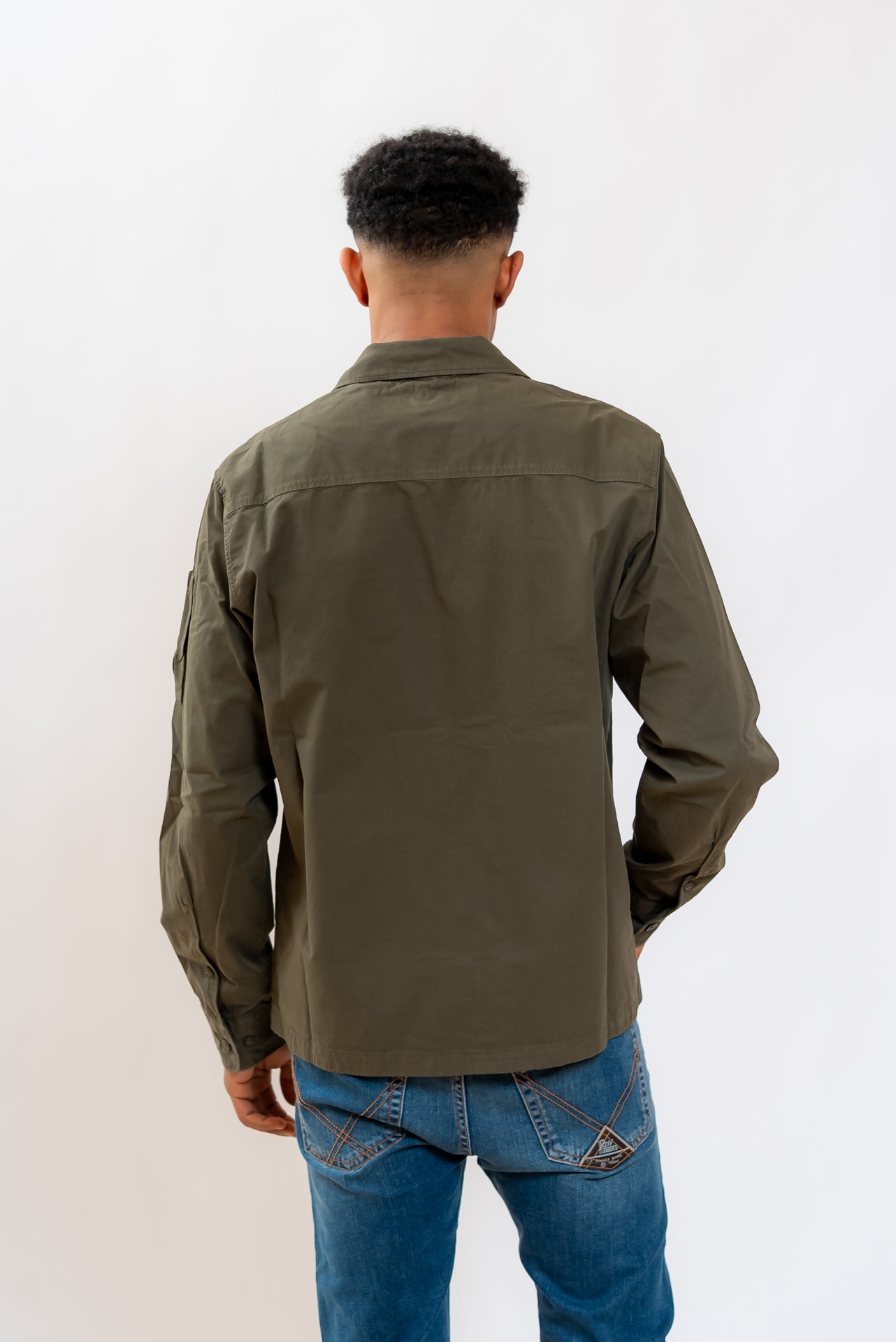 Camicia Overshirt Verde Militare con Zip in Cotone