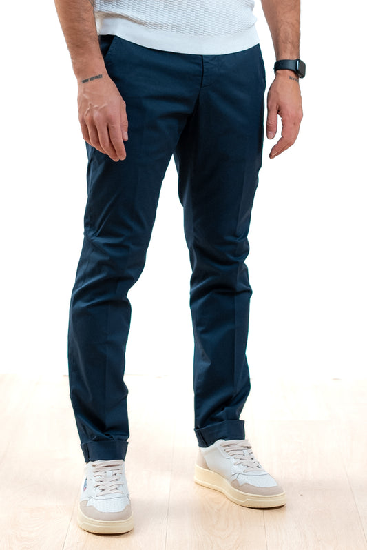 Pantaloni Gaubert Blu in Gabardina Stretch