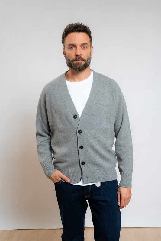 Cardigan Grigio in Lana e Cashmere