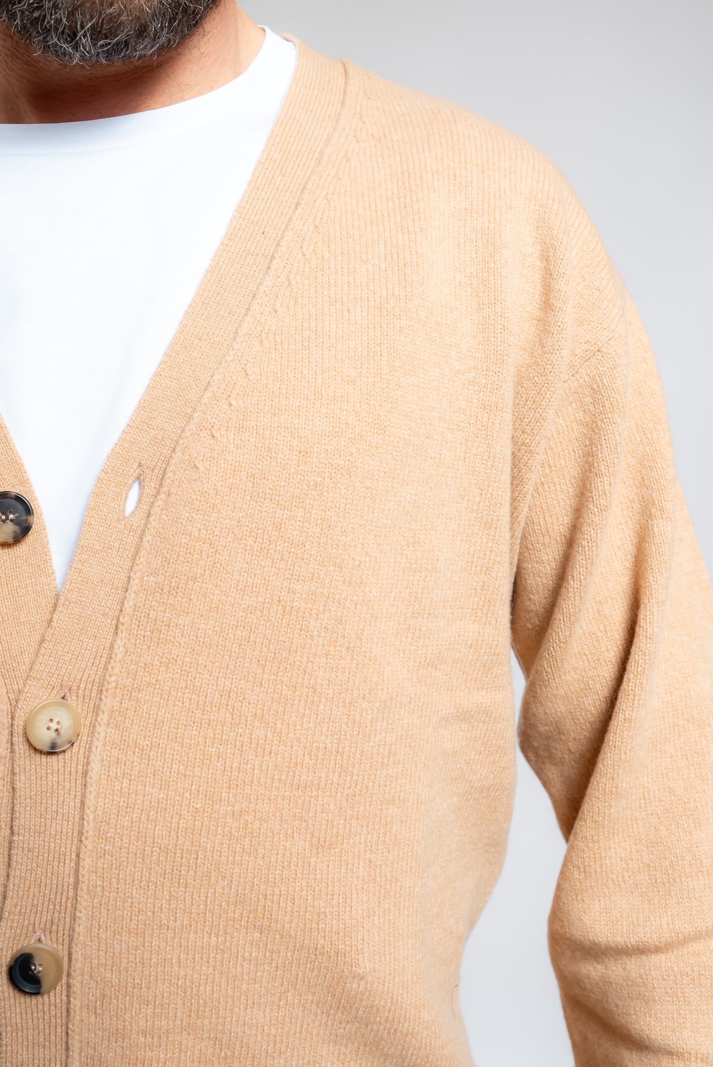 Cardigan Beige in Lana e Cashmere