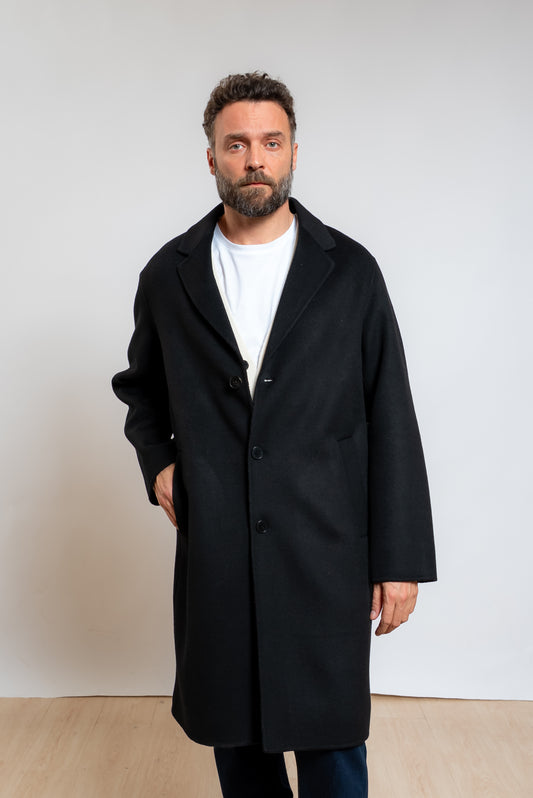 Cappotto Nero in Lana e Cashmere