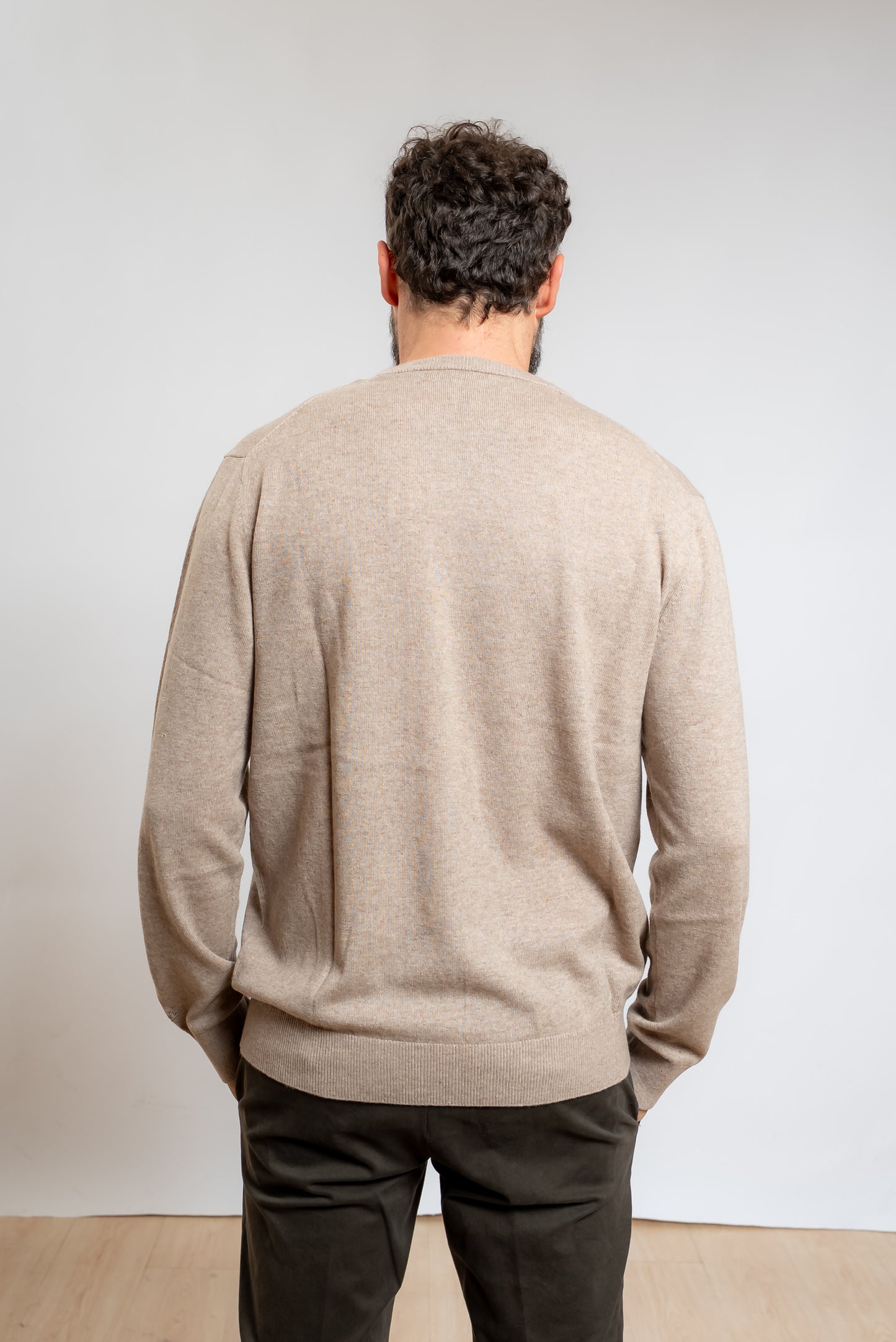 mc2 saint barth uomo maglione regent merinocash beige, vista posteriore