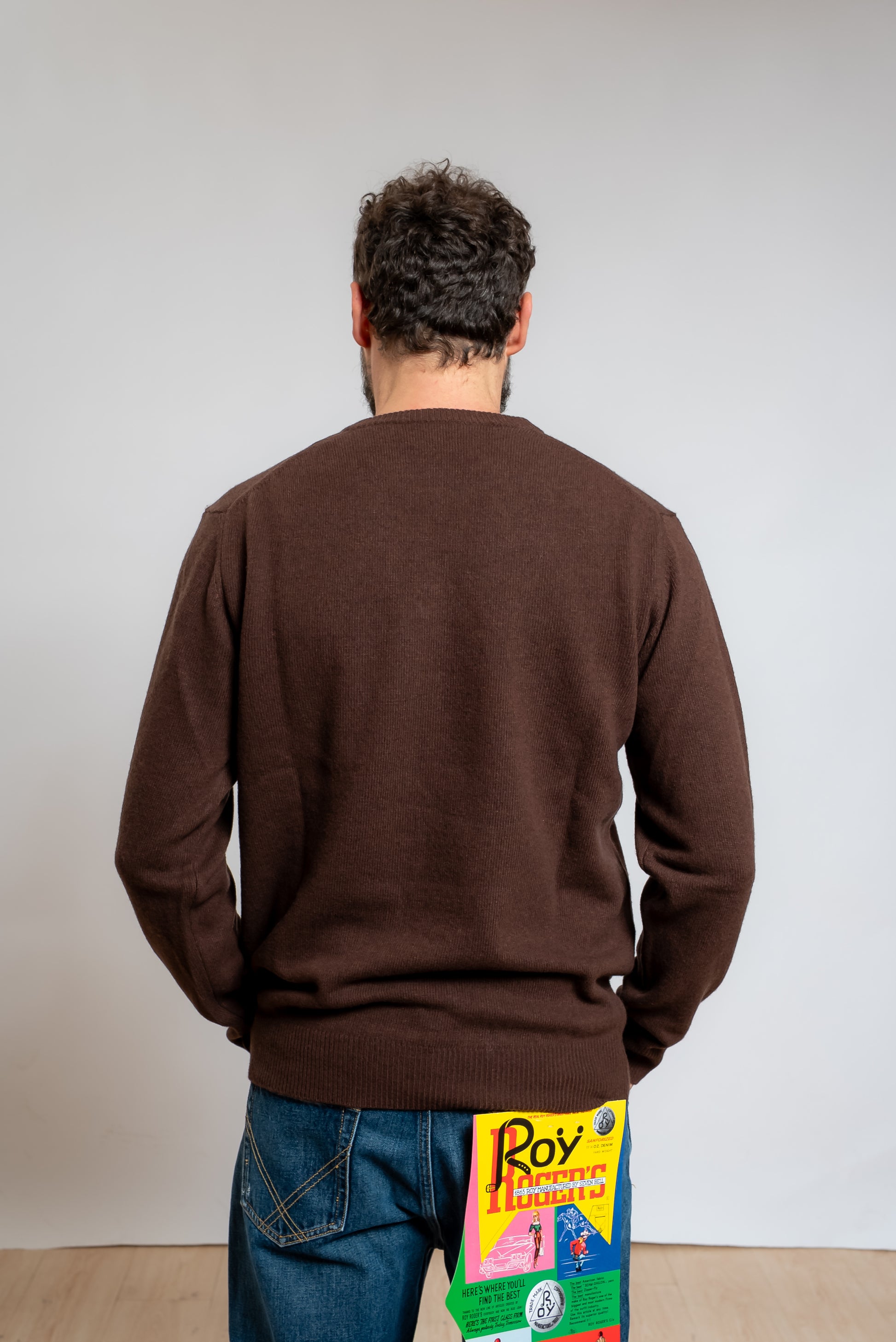 mc2 saint barth maglione heron gin tonic line marrone in misto lana, vista posteriore