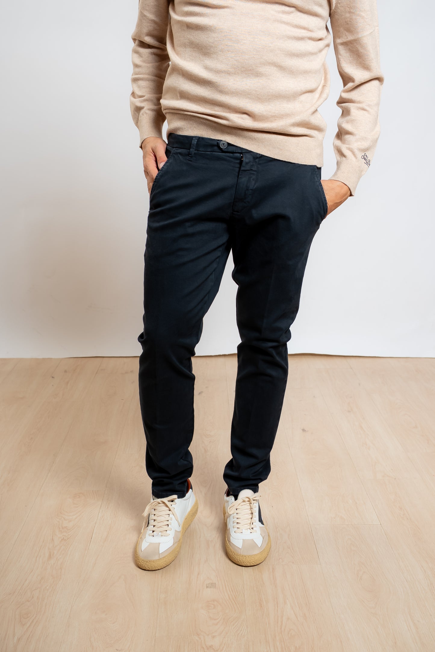 Pantalone Blu Scuro New Rolf In Gabardina
