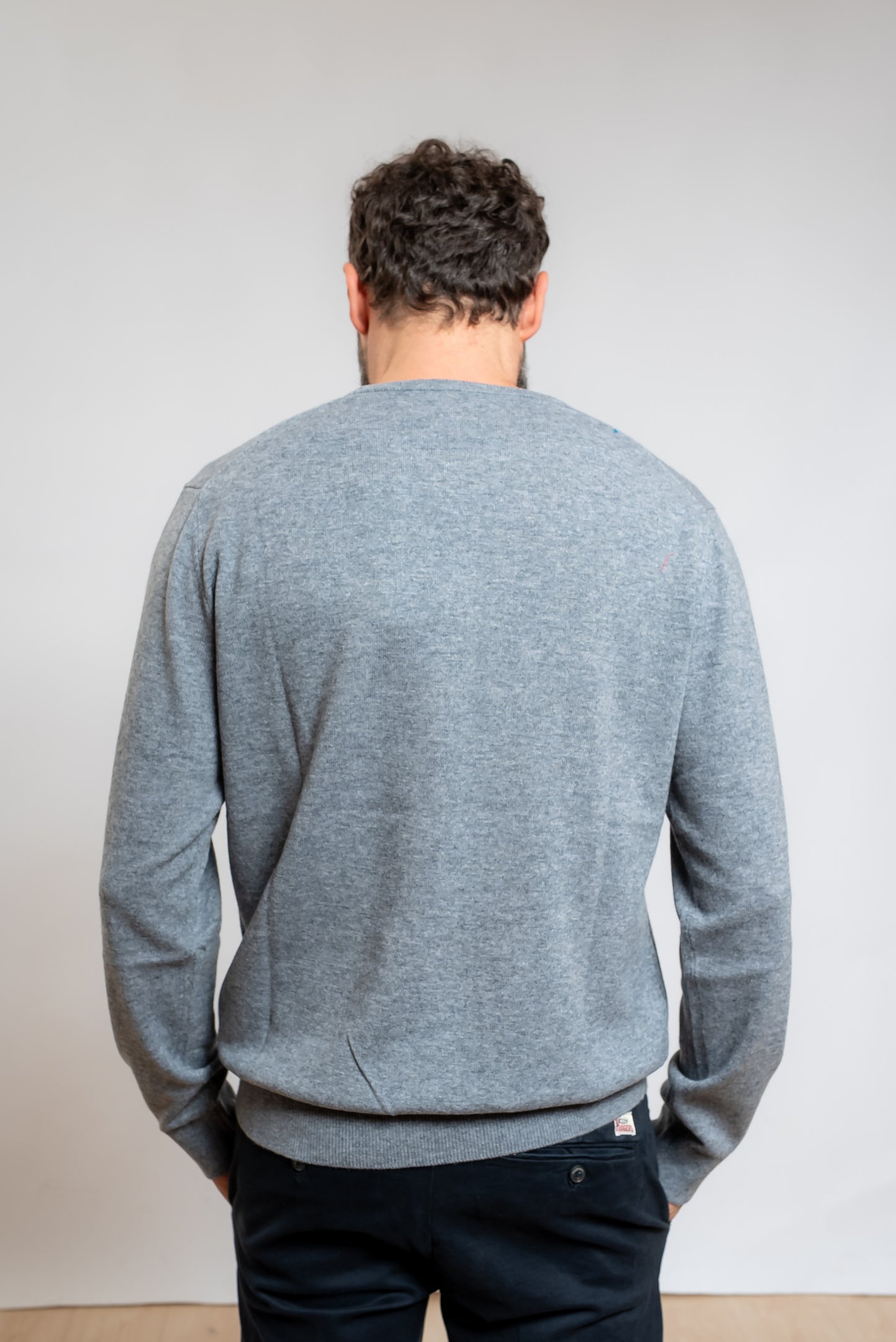 mc2 saint  barth uomo maglione regent merinocash grigio melange, vista posteriore