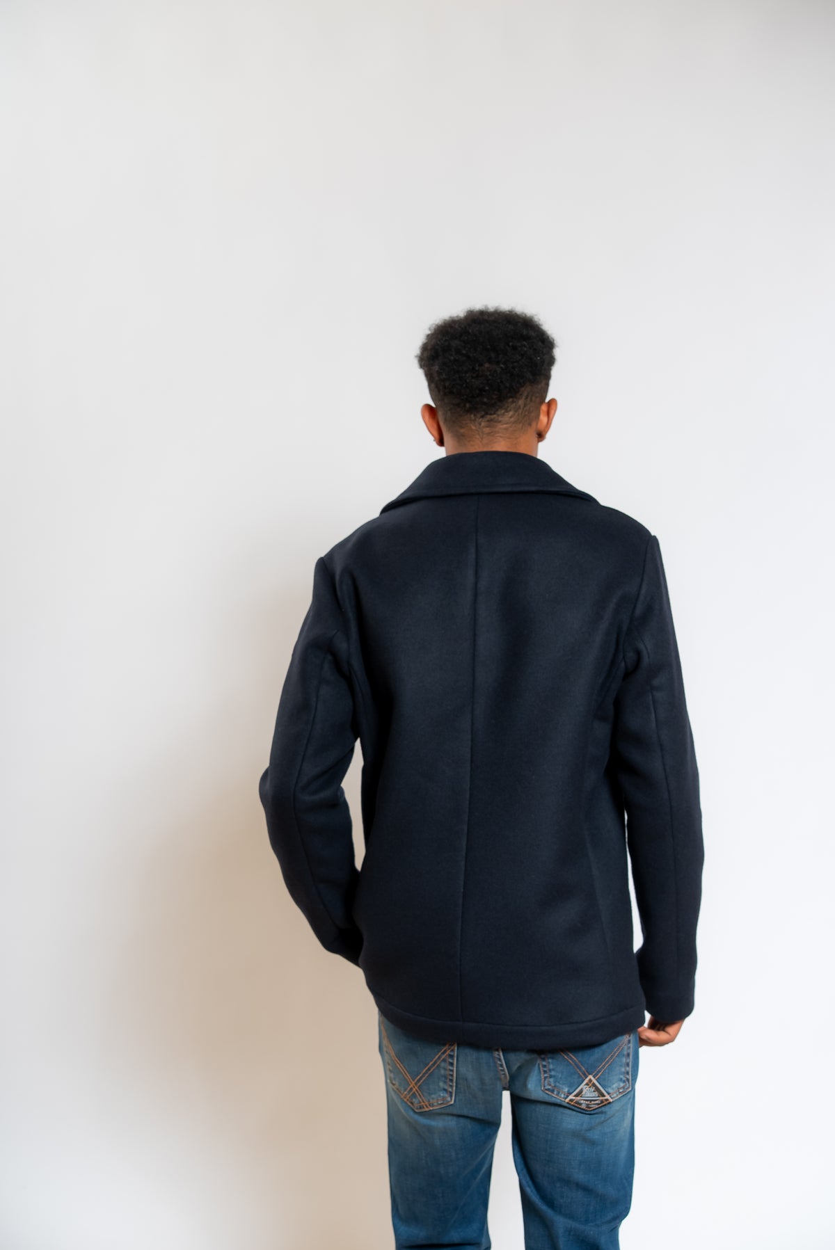 Cappotto Melton Doppio Petto in Lana Blu