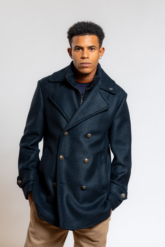 Cappotto Simon Doppiopetto con Pettorina Blu