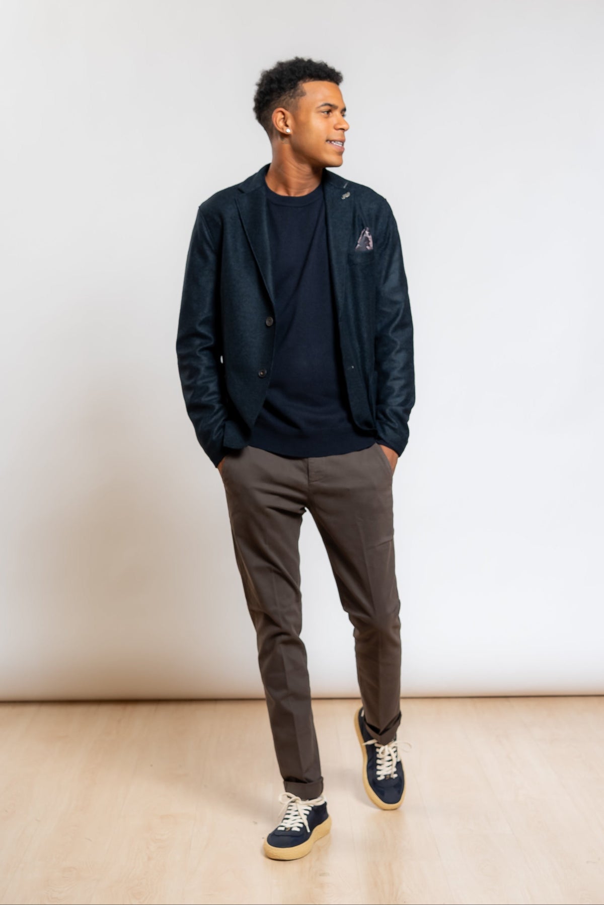 Giacca Monopetto Dover in Jersey di Lana Blu
