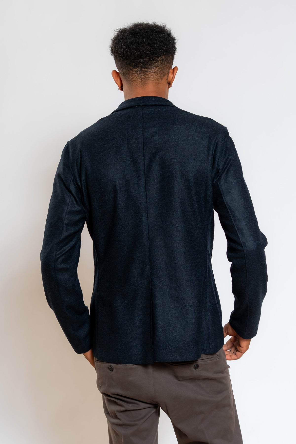 Giacca Monopetto Dover in Jersey di Lana Blu