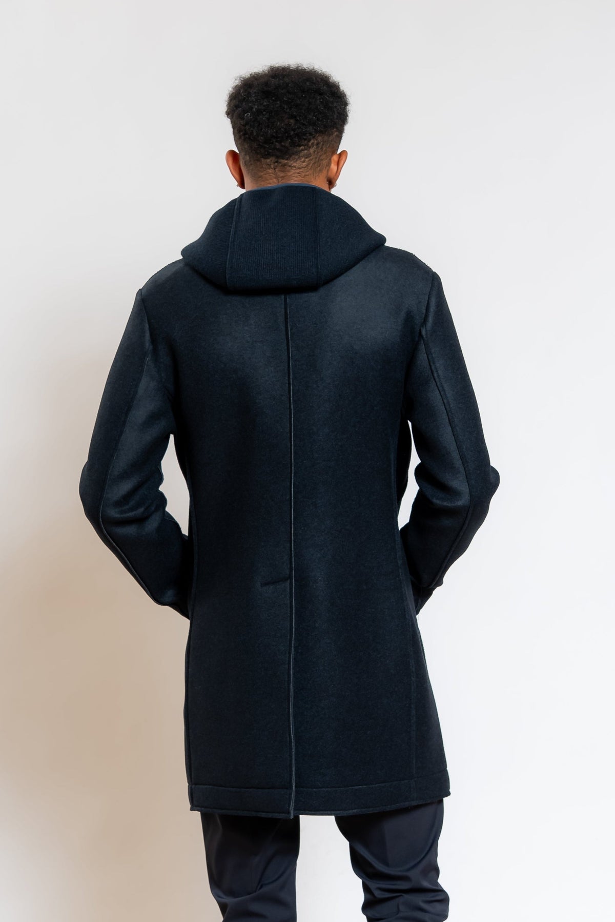 Cappotto Andy Monopetto Con Cappuccio in Maglia Blu