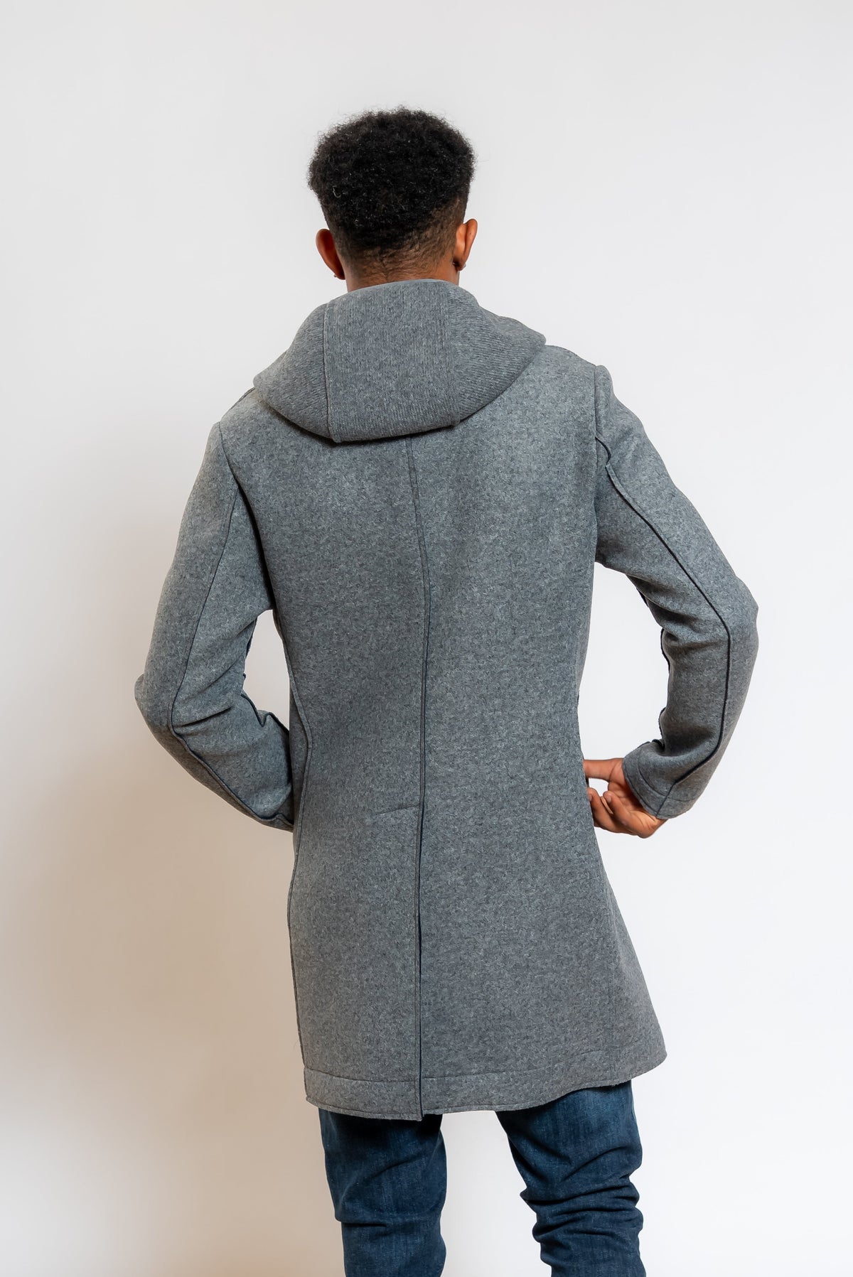 Cappotto Andy Monopetto Con Cappuccio in Maglia Grigio