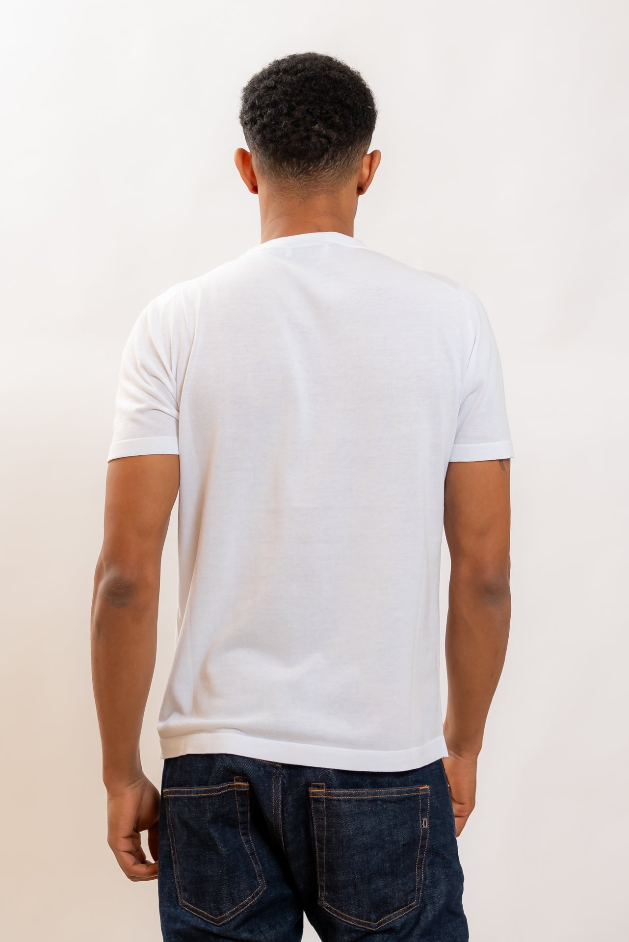 Maglia a Maniche Corte Bianca in Filo di Cotone