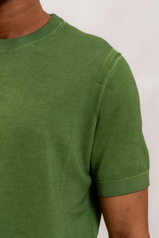 Kangra Cashmere T-shirt in Filo di Cotone Verde, dettaglio