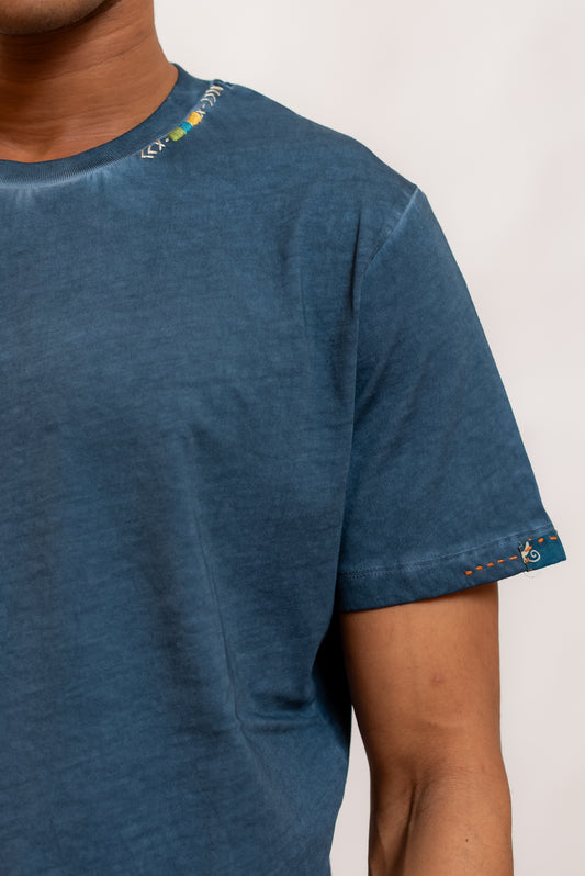 Bob Company T-shirt Even in Cotone Blu con Ricami, dettaglio