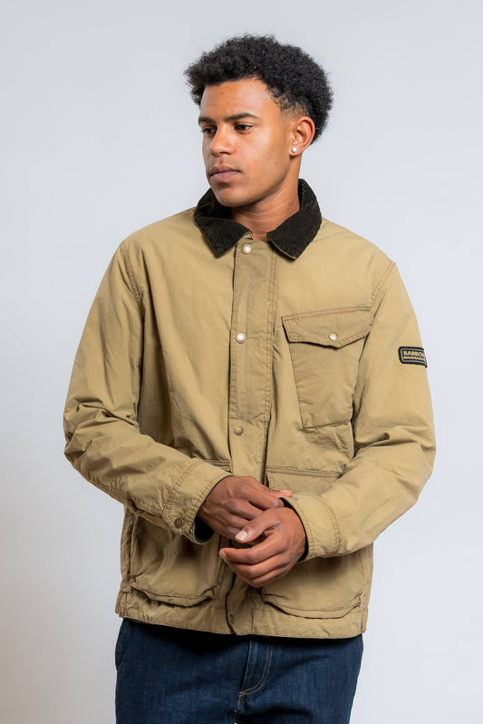 barbour international giubbino drifter beige in cotone cerato - visuale frontale