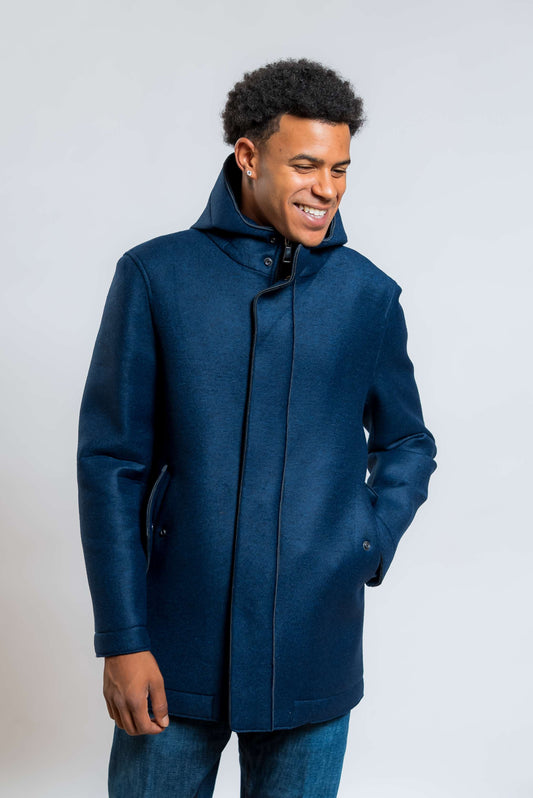 bob company cappotto wick monopetto con cappuccio in neoprene blu - visuale frontale